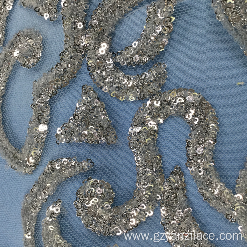 Vantage Gray Sequin Embroidery Tulle Lace